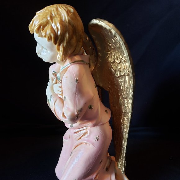 SOLD VTG Kneeling Angel (Depose Italy - Pink/Gold) - Picture 3 of 6